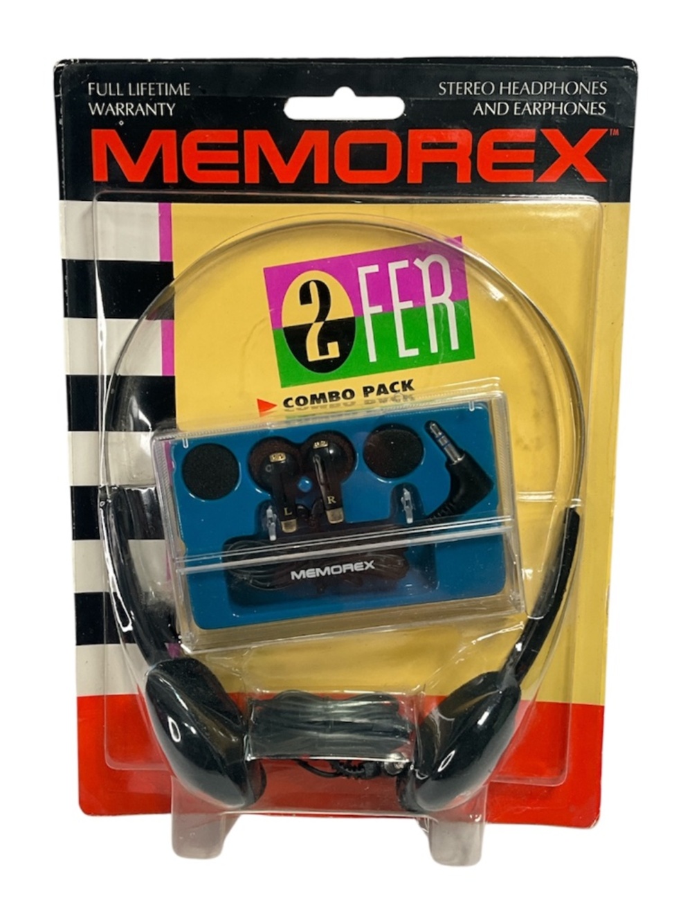 Memorex Stereo Headphones and Earphones 2Fer Combo Pack Unopened VTG NEW